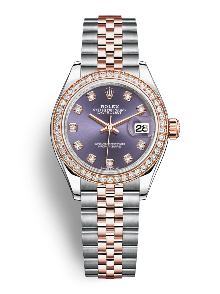 Rolex Lady Datejust 28mm Stainless Steel and Everose Gold 279381RBR Aubergine Diamond Jubilee